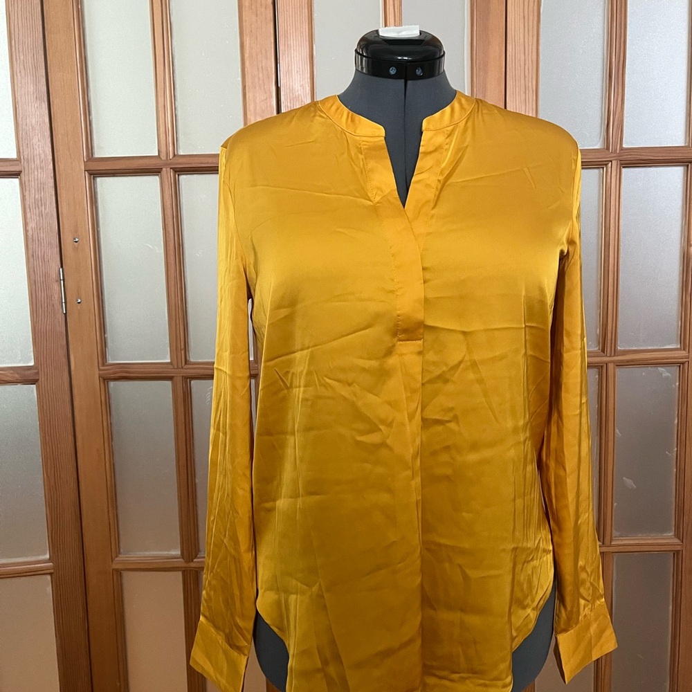 NWT Carolina Belle Silky Mustard Yellow Blouse